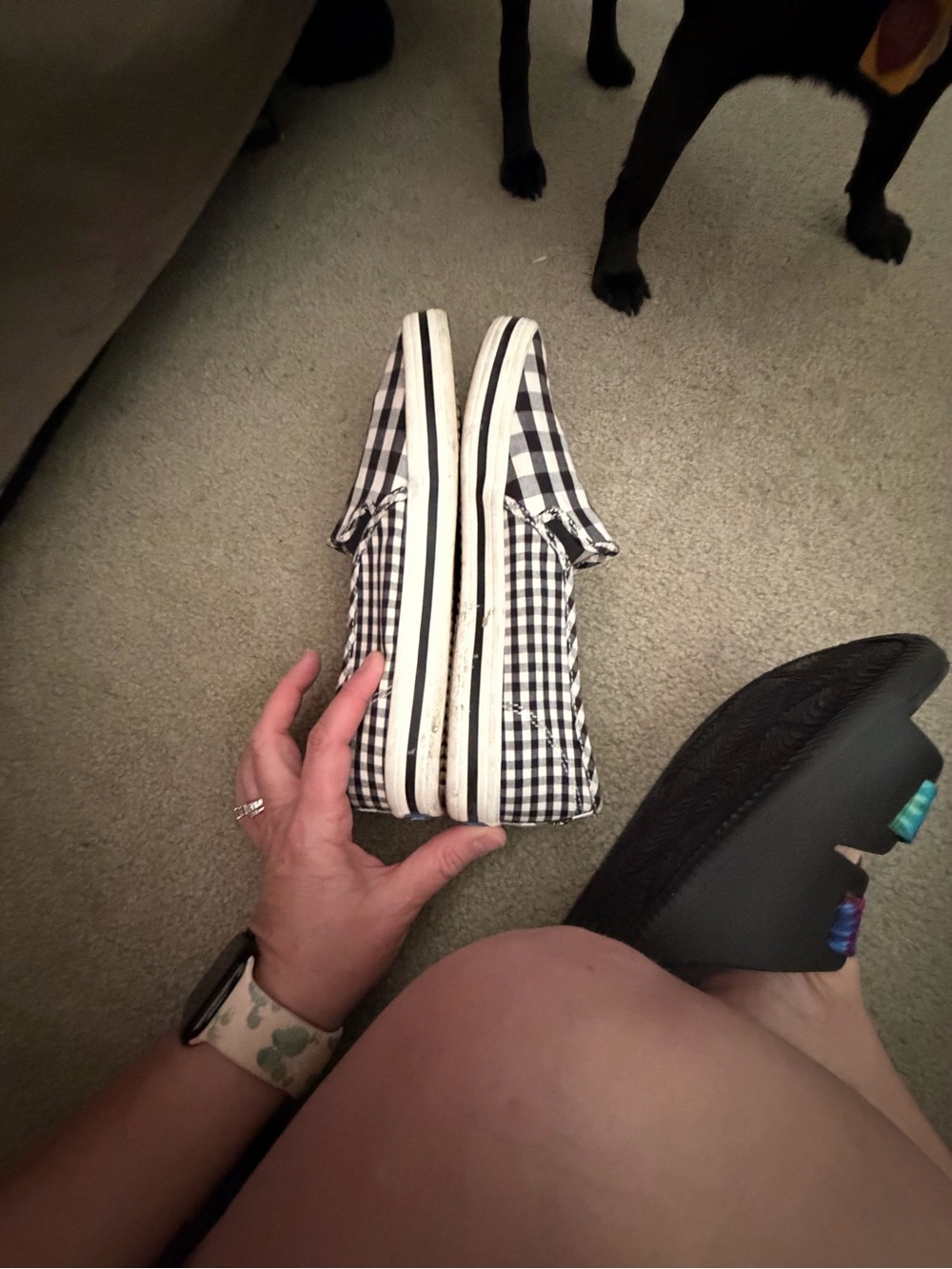 Keds Black and White Gingham Slip-On Sneakers - Picture 3 of 6